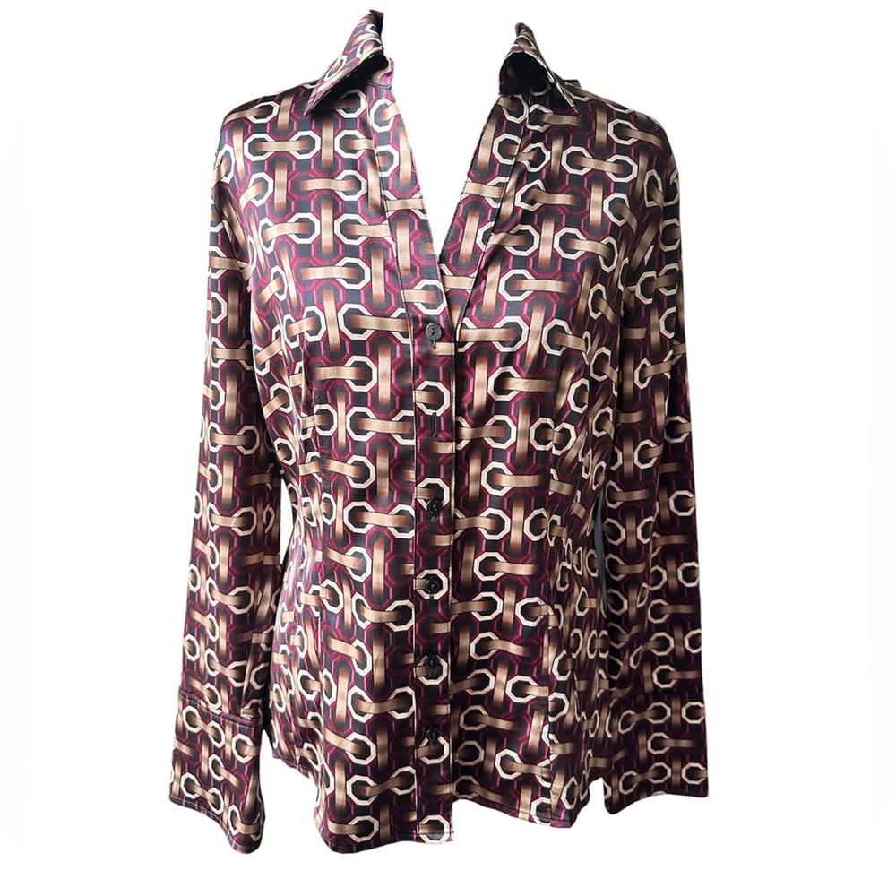 Worthington Multicolor Geometric Stretch Shirt